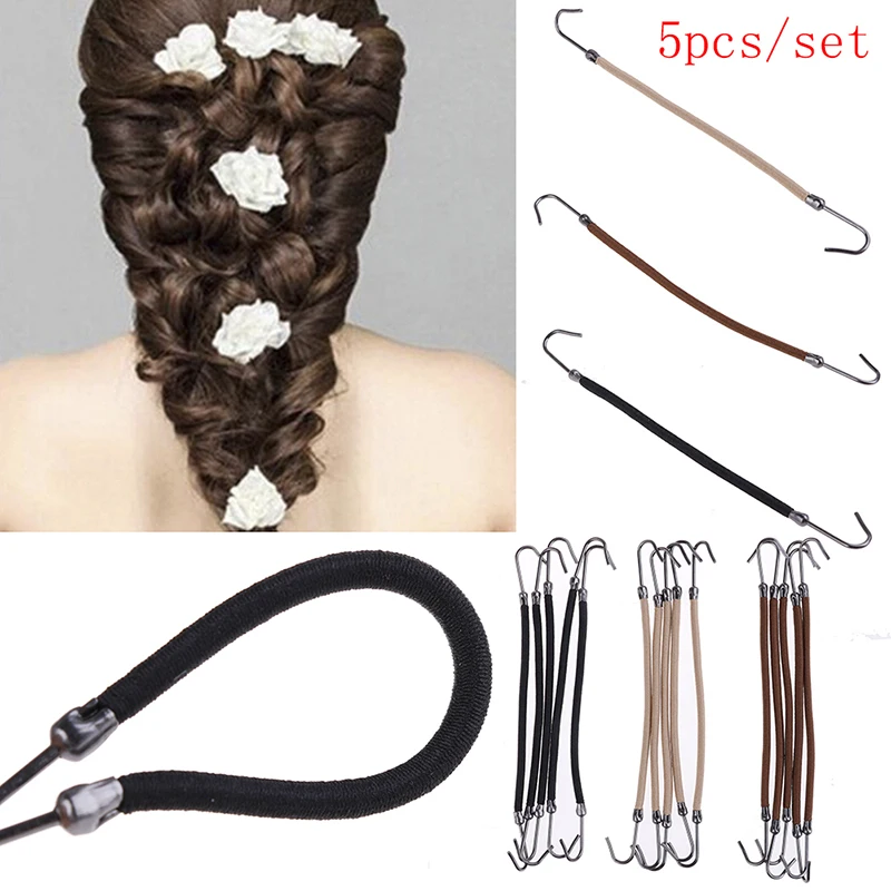 5pcs Elastic Rubber Bands Hair Braid Hair Thick/Curly/Unruly Hair Styling Tools Ponytail Hooks Headband Hair Claw Hair Clips