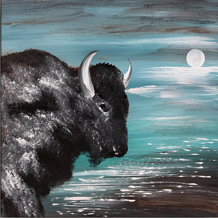 Super Artist Hand-painted High Quality Modern Abstract Bull Head Oil Painting On Canvas Buffalo OX Oil Painting Decoration Art