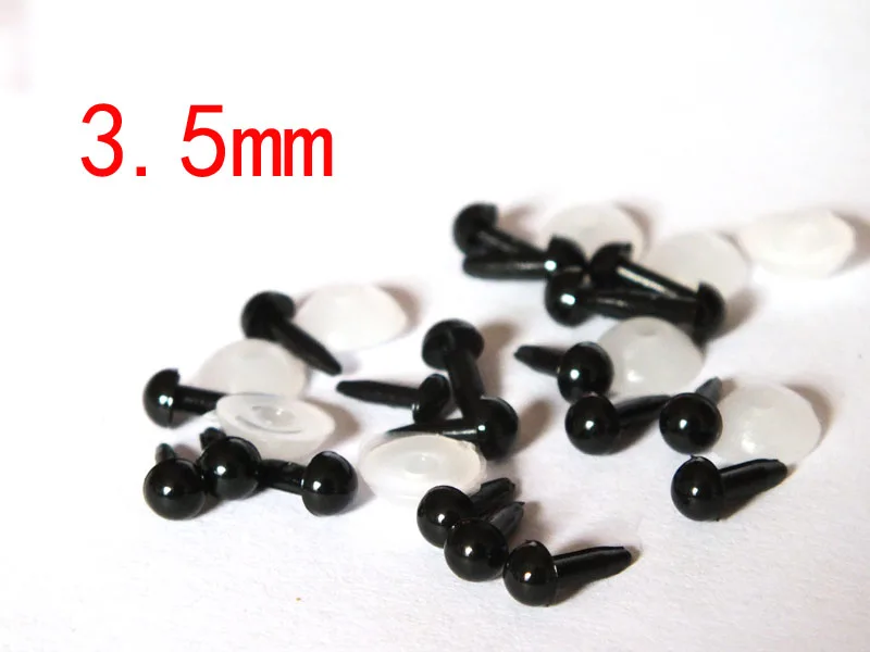 3.5mm safety eyes in black plastic for doll, crochet, plushies--50pairs