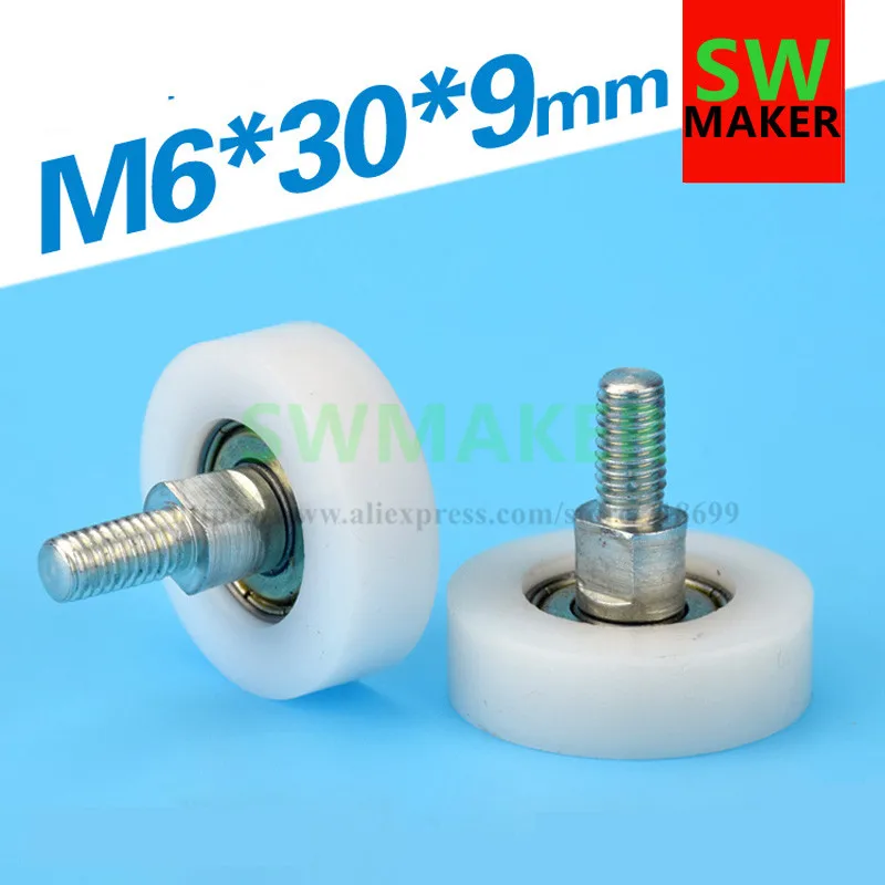 M6*30*9mm, F type M6 screw flat package, plastic bag pulley wheel for drawer, refrigerator, printer, cash register