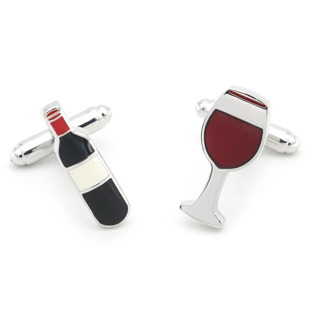 iGame Wine Bottle & Glass Cuff Links Red Color Quality Brass Material Novelty Red Wine Design Cufflinks Wholesale & Retail