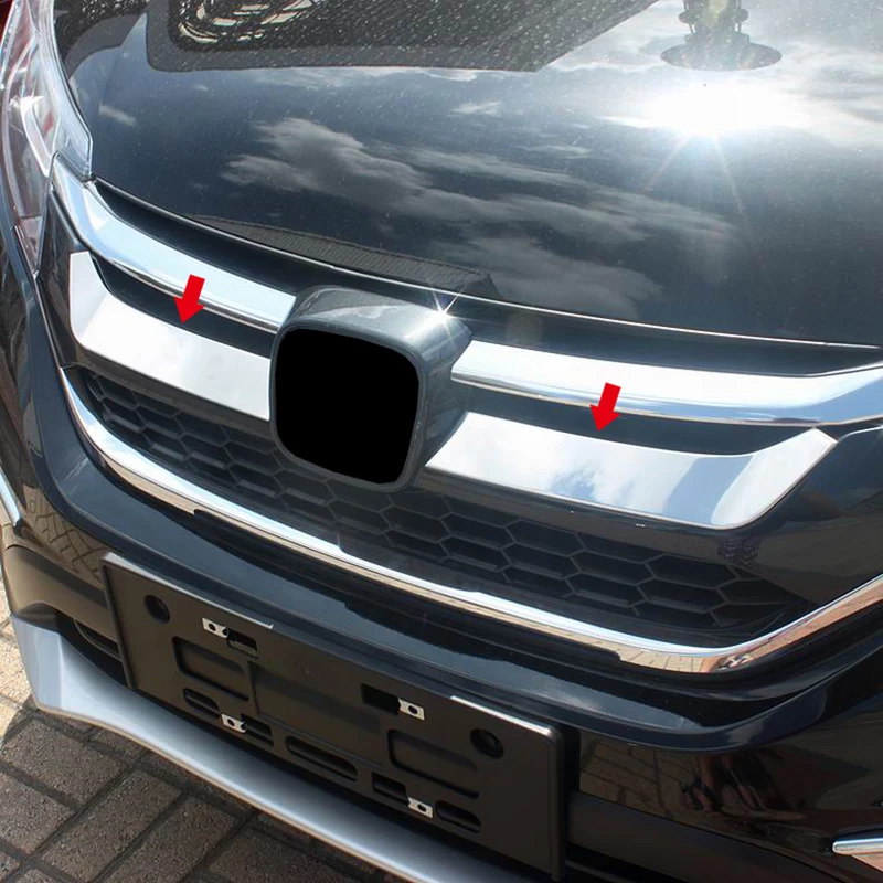 For Honda CRV CR-V 2015 2016 accessories Stainless steel Front Grille Grill Engine Lid Decoration Molding Cover Kit Trim 2pcs