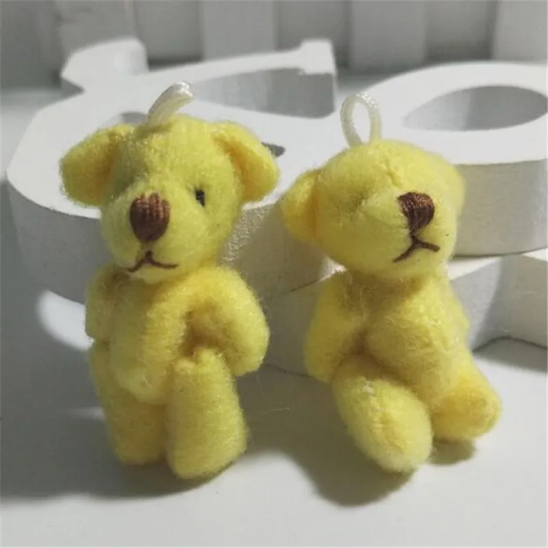 2PCS Mini Plush Joint Bear Toys Doll Small Pendant Cute Bears Toy 6 Color Optional For Kids Gifts 3.5CM HANDANWEIRAN