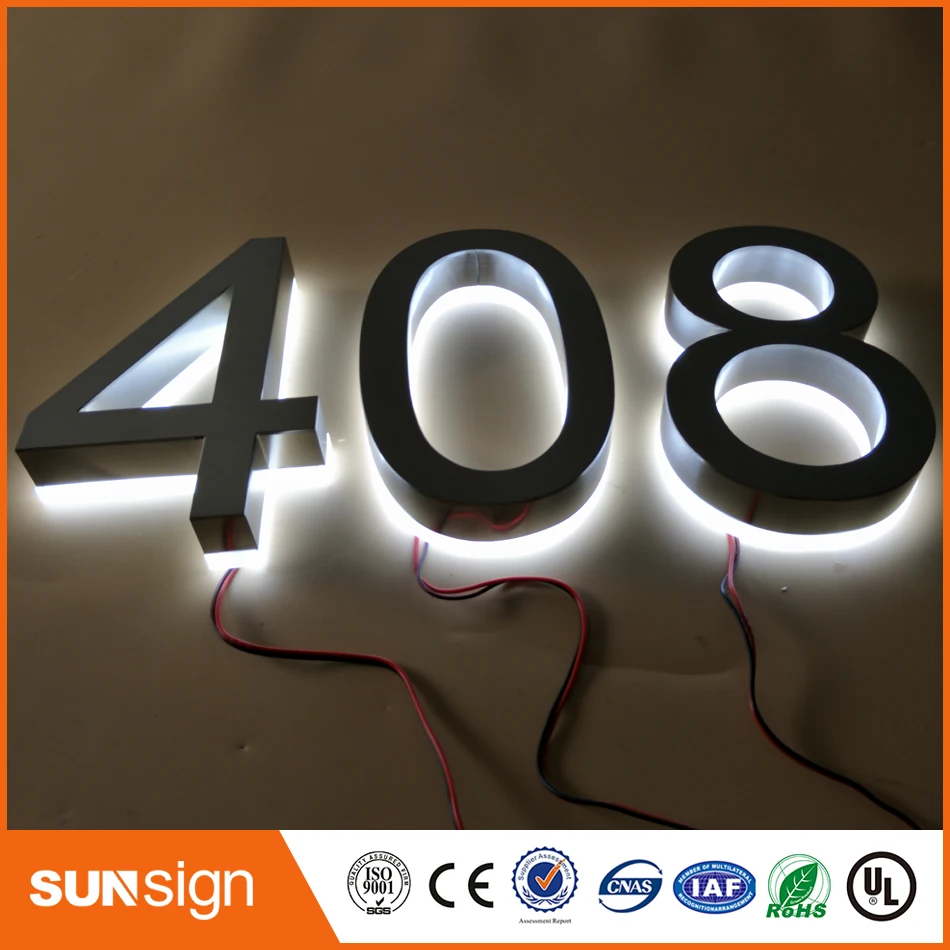 30cm Factory Outlet outdoor metal backlit led surat tanda dan papan akrilik dengan angka atau huruf