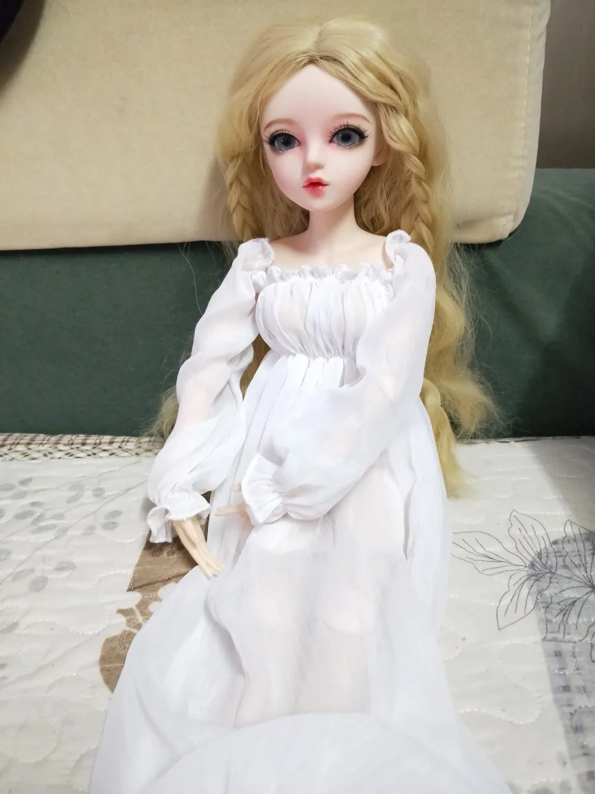 D01-P254 الأطفال اليدوية لعبة 1/3 1/4 إكسسوارات دمي BJD/SD ملابس دمى الأبيض فتاة فستان سهرة 1 قطعة