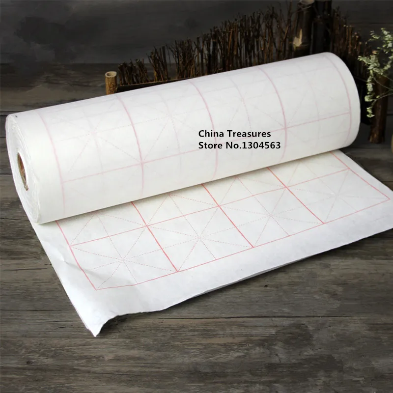 40cm*100m,Chinese Bamboo Rice Paper Semi-raw Rolling Paper Calligraphy Writing Check Paper Xuan Paper Mao Bian Zhi