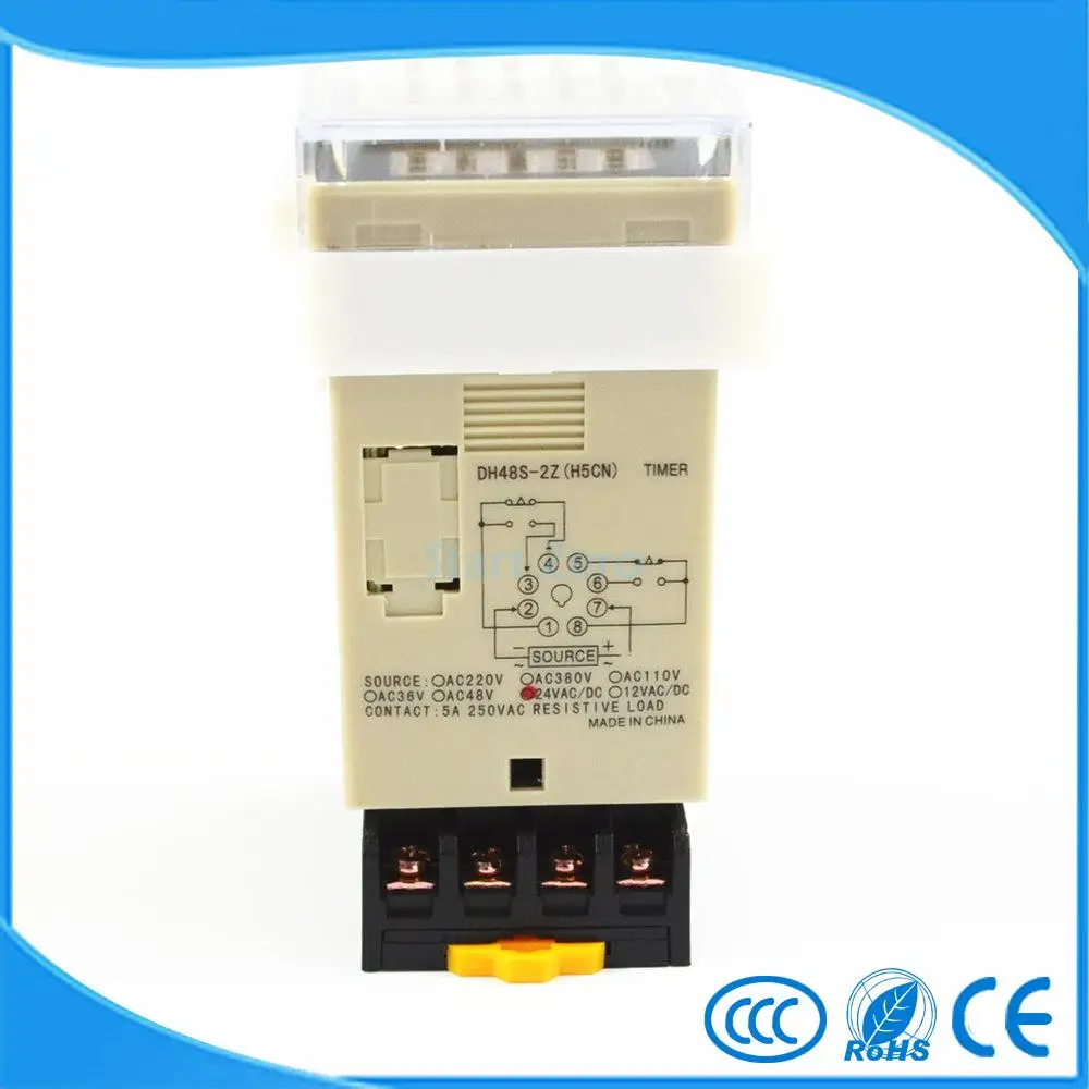 DH48S-2Z H5CN 0.01s-99H99M Digital Timer Relay On Delay 8 Pins SPDT 2 Groups Contacts Delay DC12V DC24V AC110V AC220V