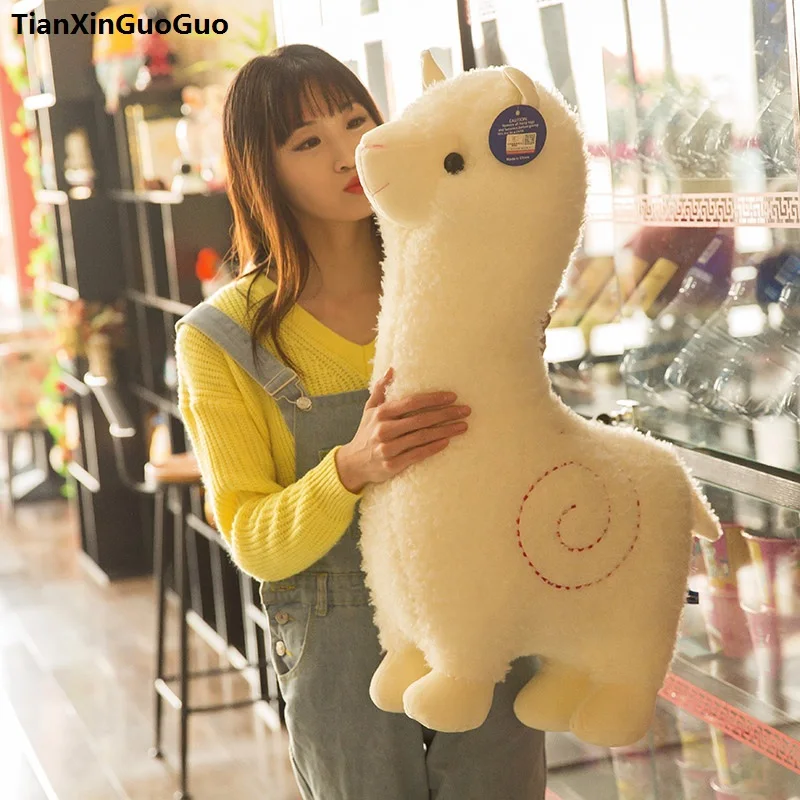 

large 65cm lovely cartoon alpaca plush toy cute white sheep soft doll throw pillow birthday gift s0542