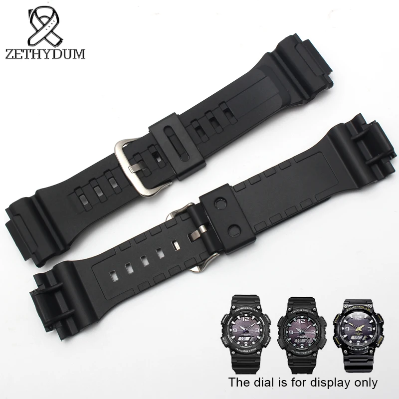 Silicone Rubber watch strap 28*18mm bracelet Convex mouth black strap for casio AQ-S810W/W-735/AEQ-110W watches band