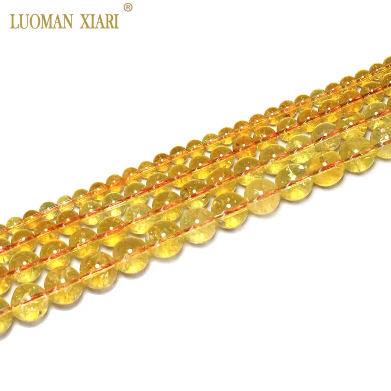 Wholesale Natural Citrines Crystal Beads Yellow Quartz Natural Stone Beads For Jewelry Making Diy Necklace 6/ 8/10/12mm 15\