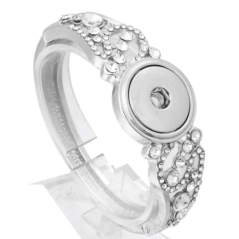 Hot Sale Snap Jewelry Metal Snap Bracelet Bangle Rhinestone Bracelet Fit 18mm 20mm Snap Button Jewelry For Women