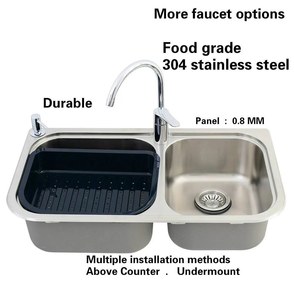 Free shipping Standard individuality kitchen sink hot sell food grade 304 stainless steel double trough 780x430 MM