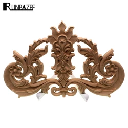 RUNBAZEF Creative Wood European Solid Floral Pattern Patch Furniture Door Flower Background Wall Cupboard Decoration Carving