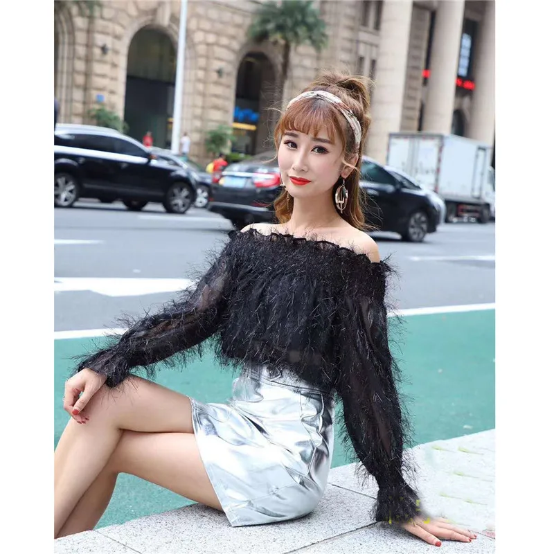 2019 New Spring Autumn Women White Blouses Slash Neck Chiffon Blouse Ladies Long Sleeve Shirts Tassel Shirt Blusas Tops AB1325