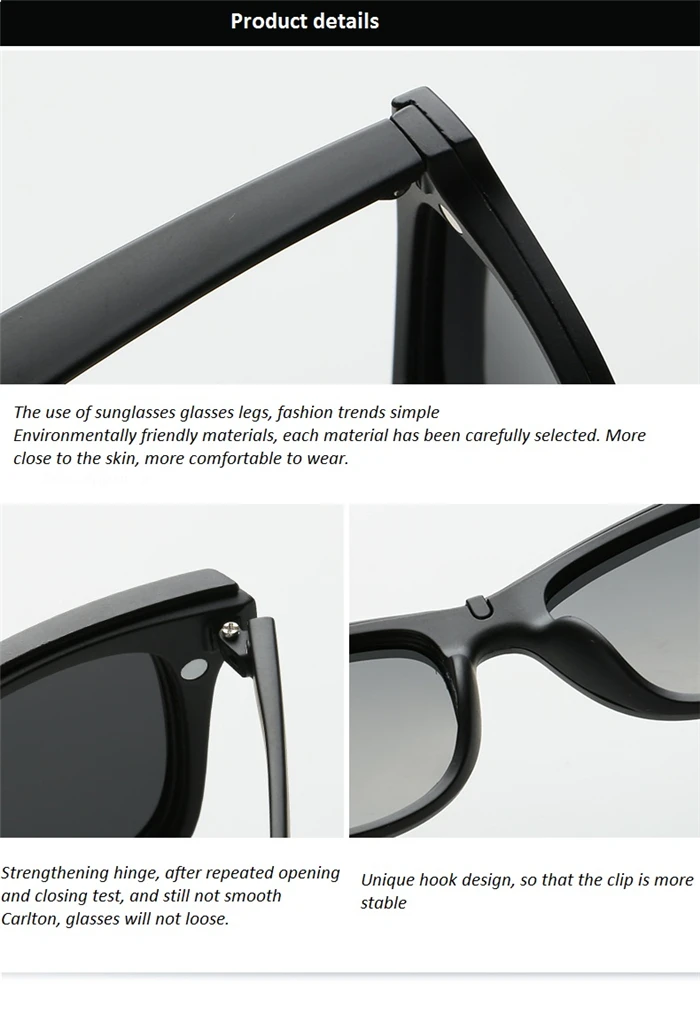 GSBJXZ Modische Myopie-Clip-Sonnenbrille für Herren und Damen mit 5 Clip-on-Sonnenbrillen, polarisierte Brillen, 0–0,5–0,75 bis –4,0 – Detail 20