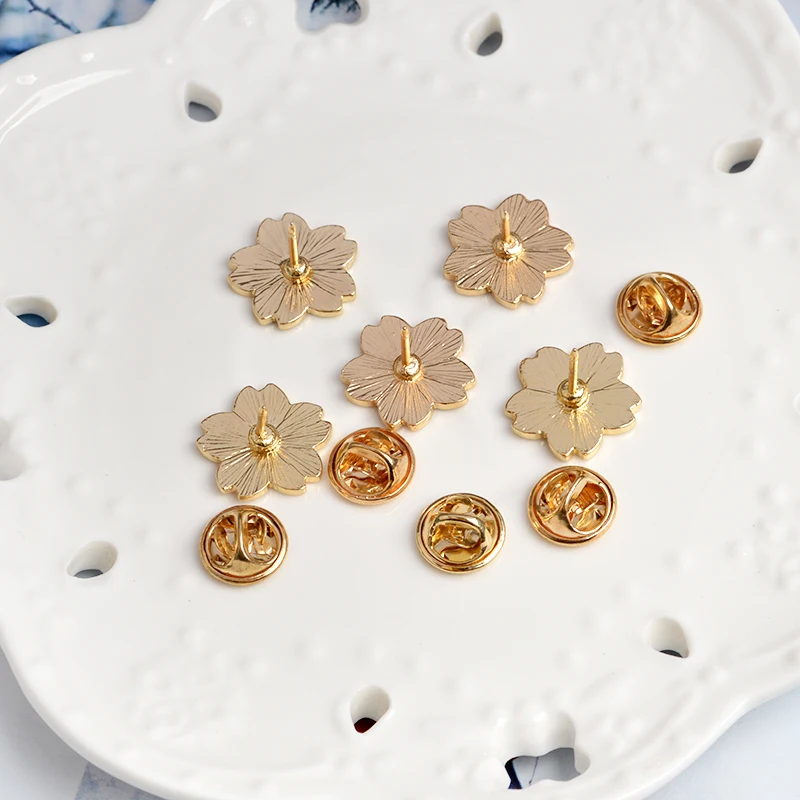 Picture 4: Sakura Brooch Pins Black White Pink Red Blue Flower Button Badge for Bags Clothes Japanese Style Jewelry Gift for Girls