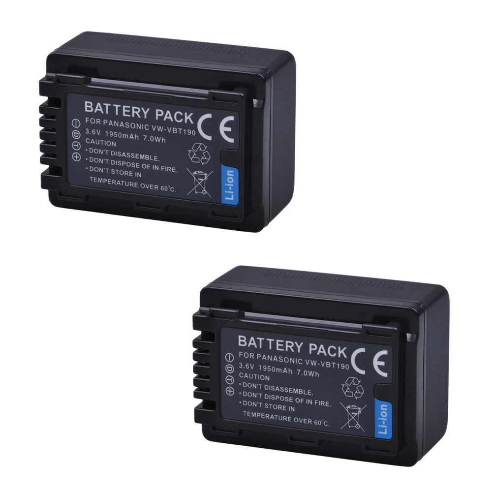 

2Pcs VW-VBT380 VBT380 VW-VBT19 VBT190 Battery 1950mAh for Panasonic HC-V270, HC-V380, HC-V510, HC-V520, HC-V550, HC-V700, HC-V71