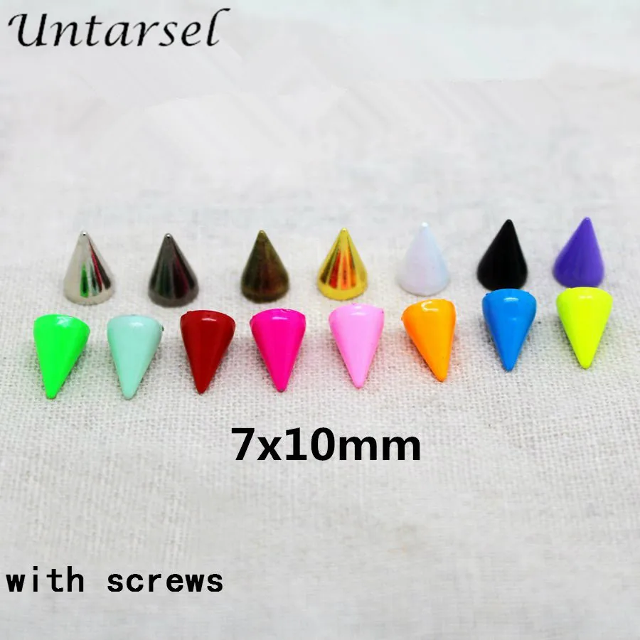 7*10mm Colorful Punk Bullet Spike Cool Summer Screwback Rivet Gold Studs For Clothing DIY Leathercraft Ornament Shoes Accessorie