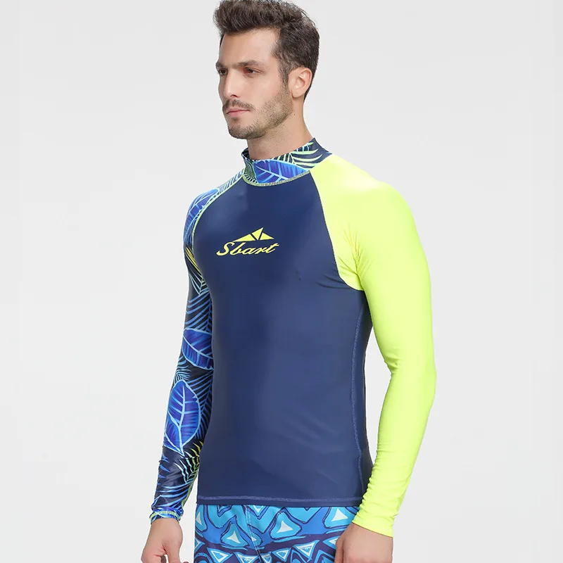 Sbart Men Rash Guard Surfing Diving Suits Swimwear Long Sleeve Suit Swim Floatsuit Tops UV Swimming RashGuard Prevent Jellyfish