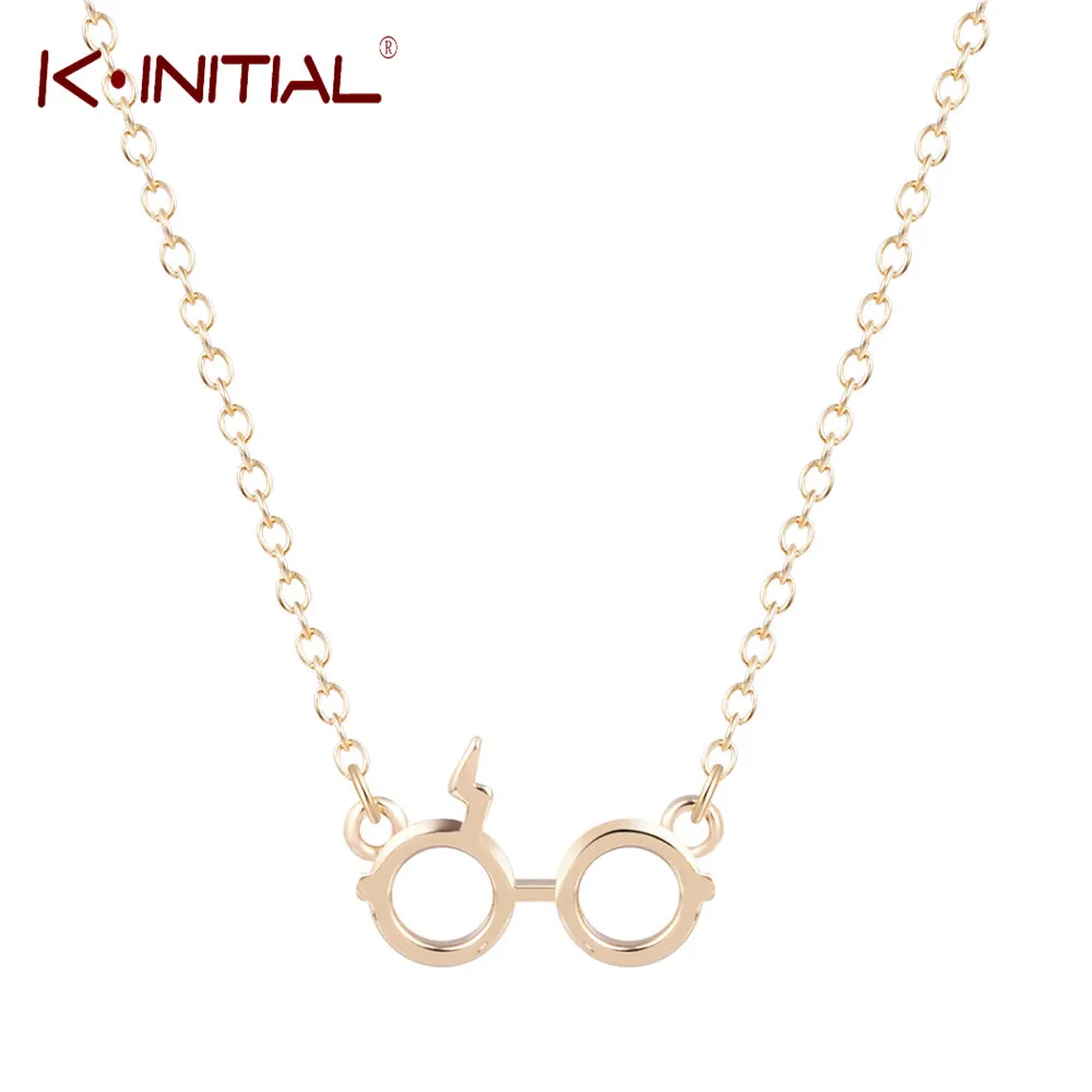 Kinitial kolye Hollow Pendant Necklaces for Women Lightning Scar Glasses Necklaces & Pendants Chains Statement Gift