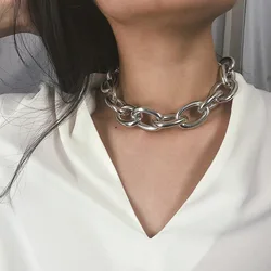 Gothic Chunky Chain Choker Necklace Punk Rock Statement Necklace Women Goth Jewelry Vintage Collar Femme Fashion Jewelry