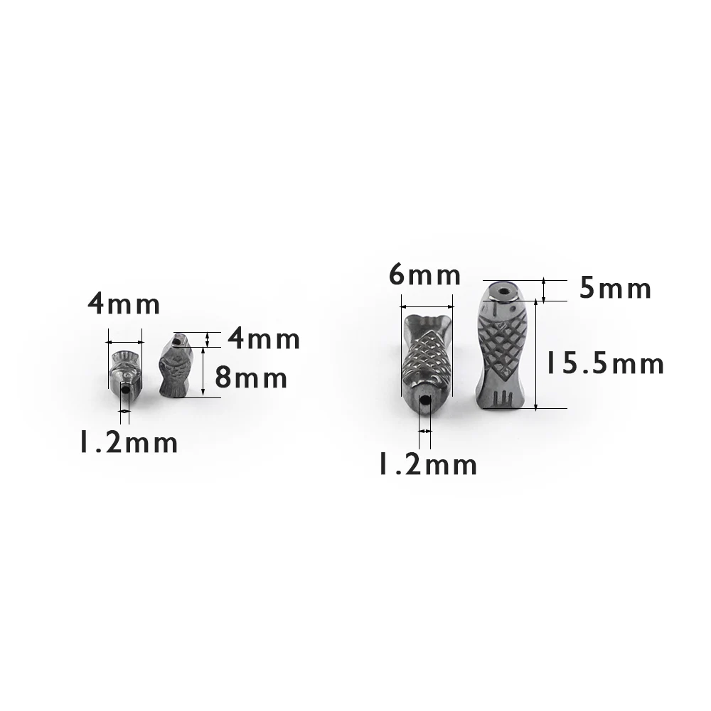 WLYeeS Fish shaped Natural Black Hematite beads Big/Small Spacer Loose Beads for DIY Jewelry necklace Earring Bracelet Making