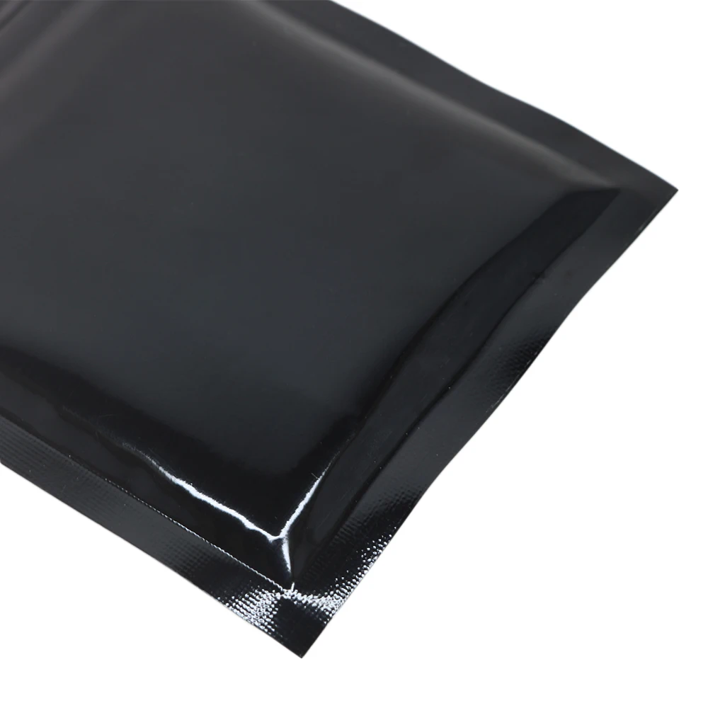 Aluminum Foil Flat Plastic Packaging Bag with Hang Hole,Shiny Black Small Heat-Sealed Bags,3x4Inch, 8x11cm, 100 Pcs