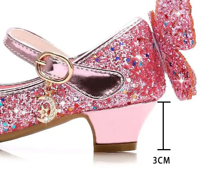 Sommer Mädchen Hohe Ferse Prinzessin Sandalen Kinder Schuhe Glitter Leder Schmetterling Mädchen Kinder Schuhe Für Party Kleid Weddin Party