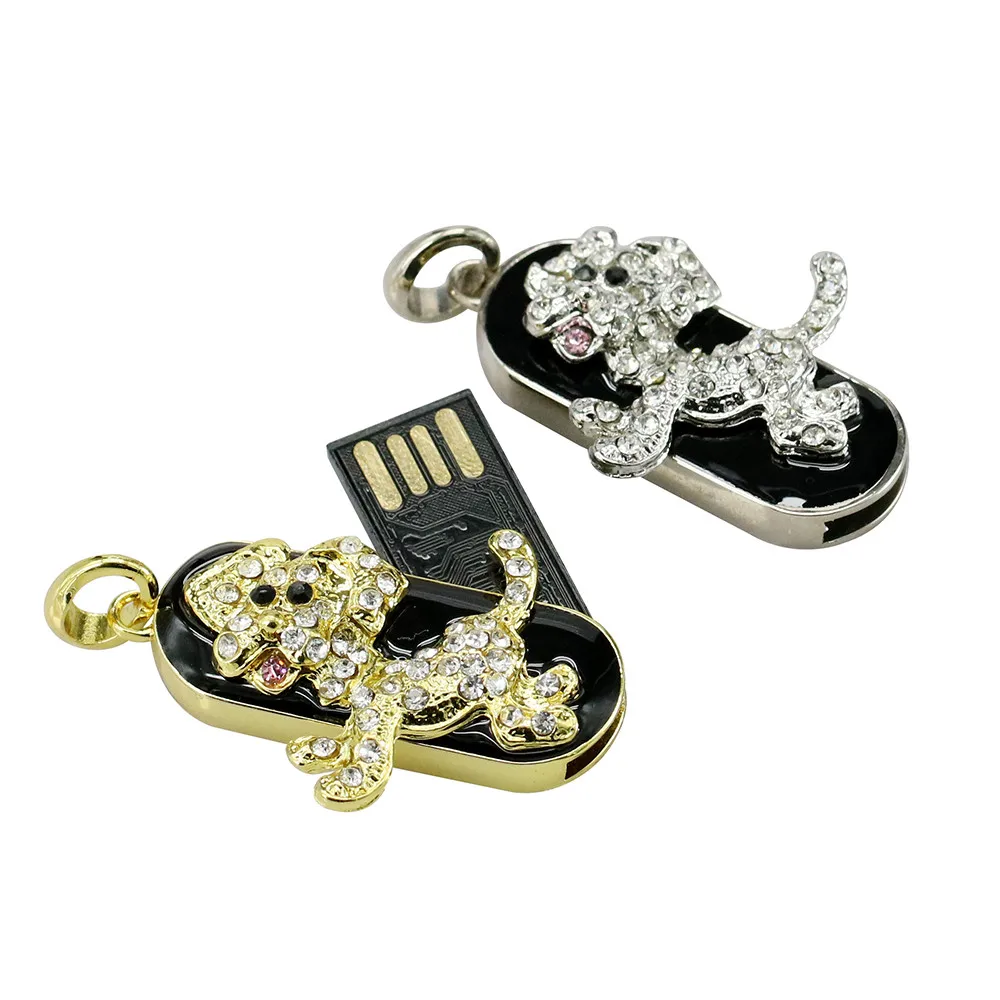 Tinh Thể Kim Cương Rắn 128GB Ổ Bút Vòng Cổ Chó Đèn LED Cổng Usb 8GB 16GB USB 32GB 2.0 Mini Ổ Nhớ Dính Lưu Trữ