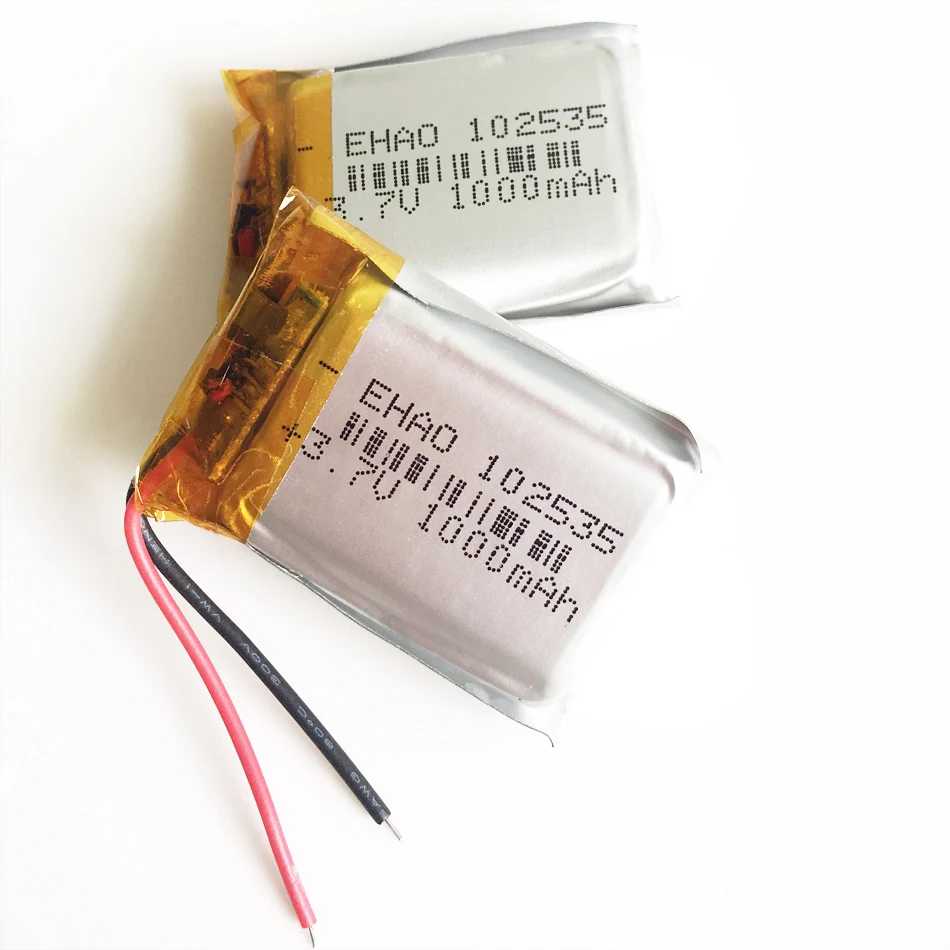 10 PCS 3.7V 1000mAh Bateria recarregável LiPo de polímero de lítio 102535   Para mp3 dvd blutooth alto-falante gravador fone de ouvido e-books