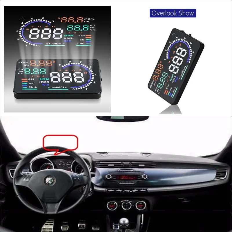 For Alfa Romeo 147/159/Mito/Giulia/Stelvio 2010-2020 AUTO OBD HUD Car Head Up Display Driving Screen  Windshield Projector