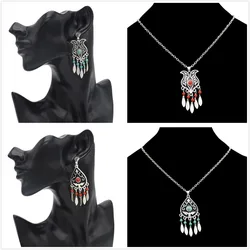 4 Styles Vintage Tibet Fashion Jewelry Set Beads Tassel Pendant Necklaces Earrings Sets for Women Boho Turkish Jewelry