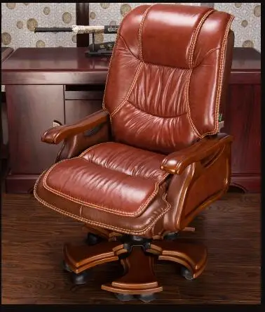 

Boss chair. Real leather computer chair. Home massage can lie in the leather chair. Solid wood armrest office chair.06