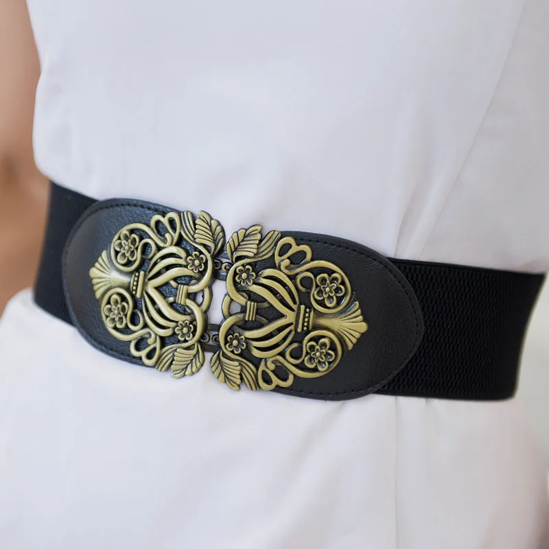 New Elastic Black Cummerbunds for Women Luxury Brand Designer wide Belts for Costumes Jeans Belt Female Wedding Dress Waistband