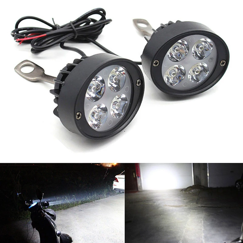 

JX-LCLYL 1Pair 4LED Motorcycle Headlight Driving Spot Fog Light Rearview Mirror Lamp