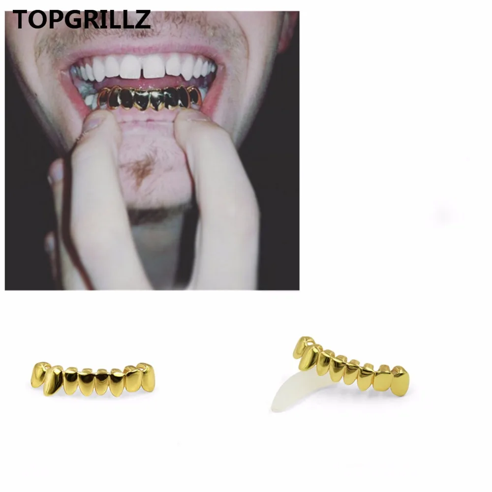 TOPGRILLZ-옐로우 골드 컬러 도금 드립 스타일 치아 그릴, 바닥 그릴 z 모양의 치아 그릴