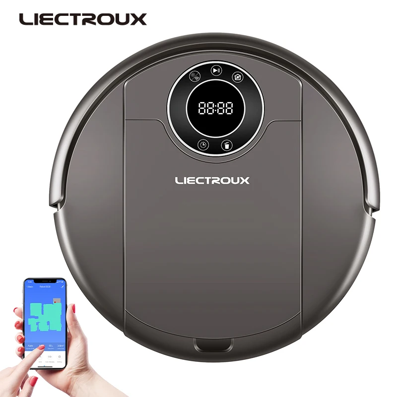 LIECTROUX Robot Vacuum Cleaner ZK808, WiFi App,3000pa Suction, Map Navigation, Smart Memory,UV Lamp,Wet Dry Mop,Brushless Motor