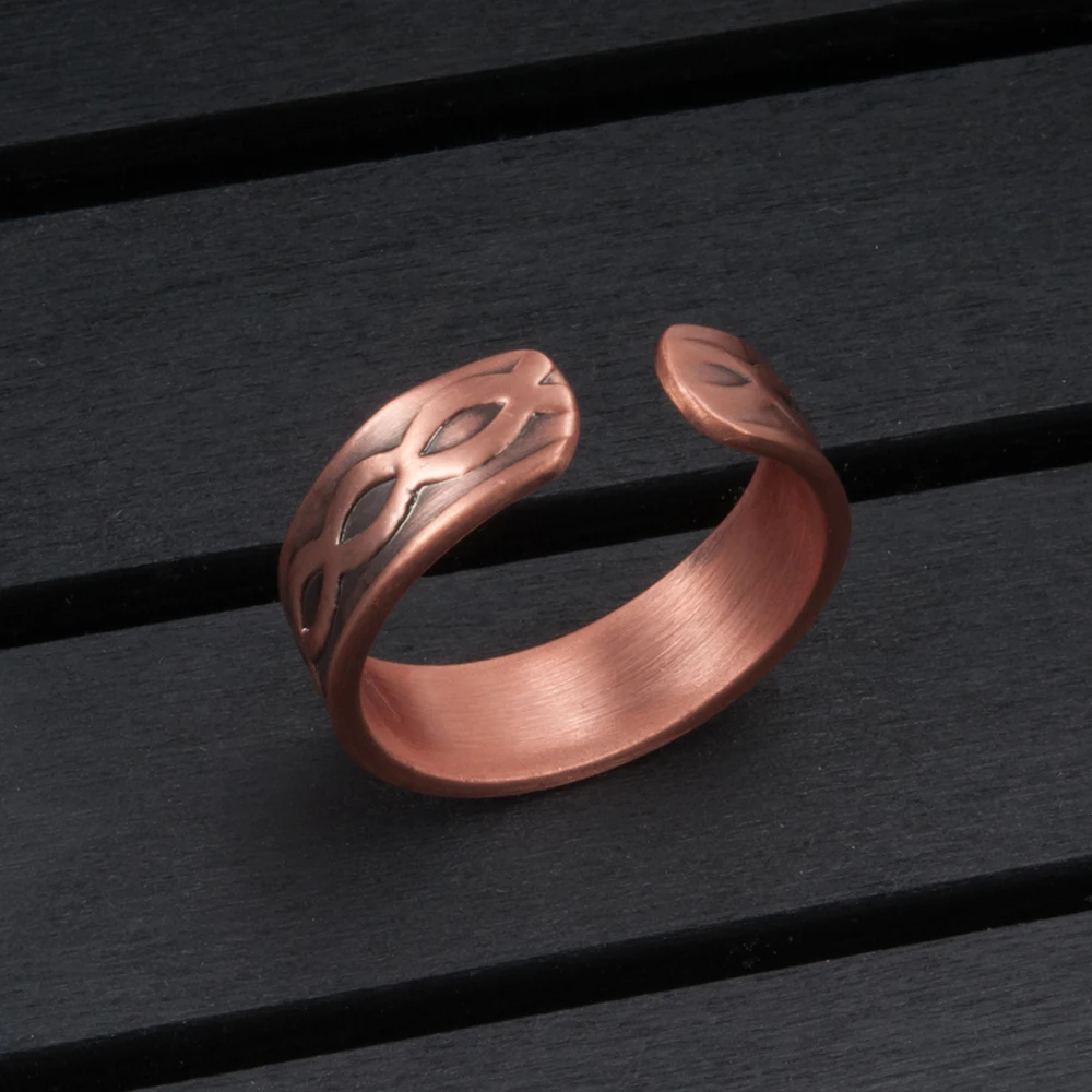 Vinterly Adjustable Cuff Rings Bracelet Magnetic Pure Copper Jewelry-set Infinite Love Women Health Energy Magnetic Jewelry Sets