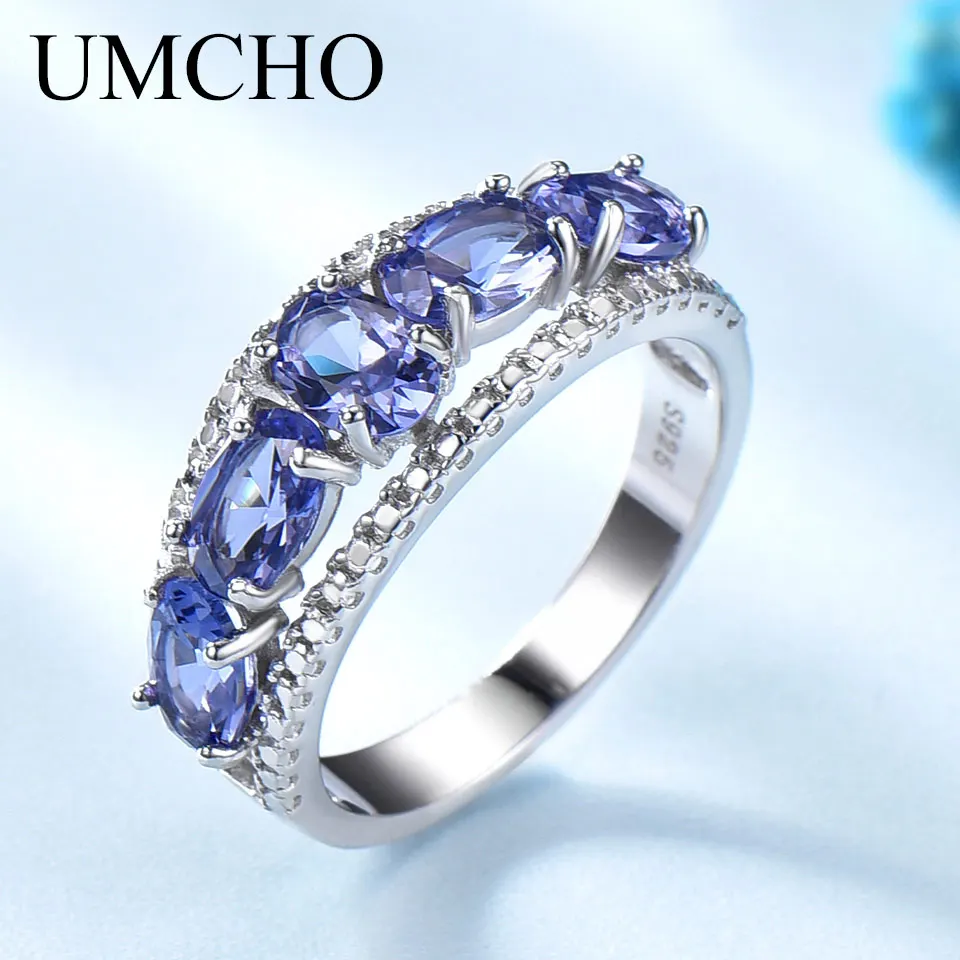 

UMCHO Created Oval Tanzanite Colorful Gemstone Jewelry 925 Sterling Silver Rings For Female Anniversary Gifts Fine Jewelry New