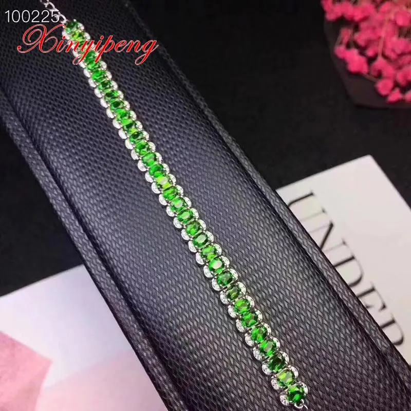 

Xin yi peng 925 silver inlaid natural diopisde bracelet Women bracelet fashion boutique