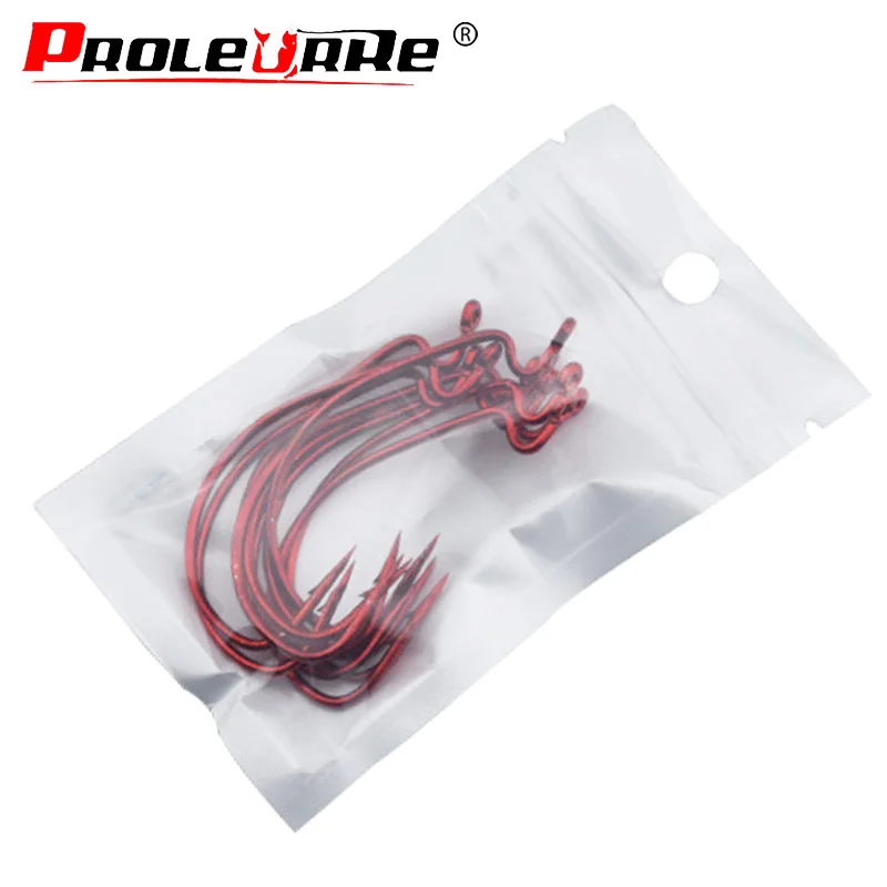 20Pcs Fishing Hooks Red Bloody Crank Offset Worm Hook Lure Soft Bait Texas Rig Fishhook Size 2#-5/0# High Carbon Steel PR-488