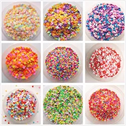 Rociadores de arcilla falsa para hacer manualidades, decoración de postres y pasteles, corazón colorido, lazo de cinco estrellas, 20g por lote