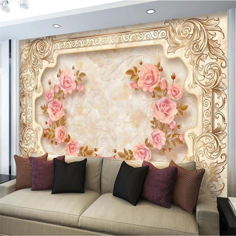 

papel de parede Custom wallpaper 3d European marble embossed stone TV background wall living room bedroom restaurant wallpaper