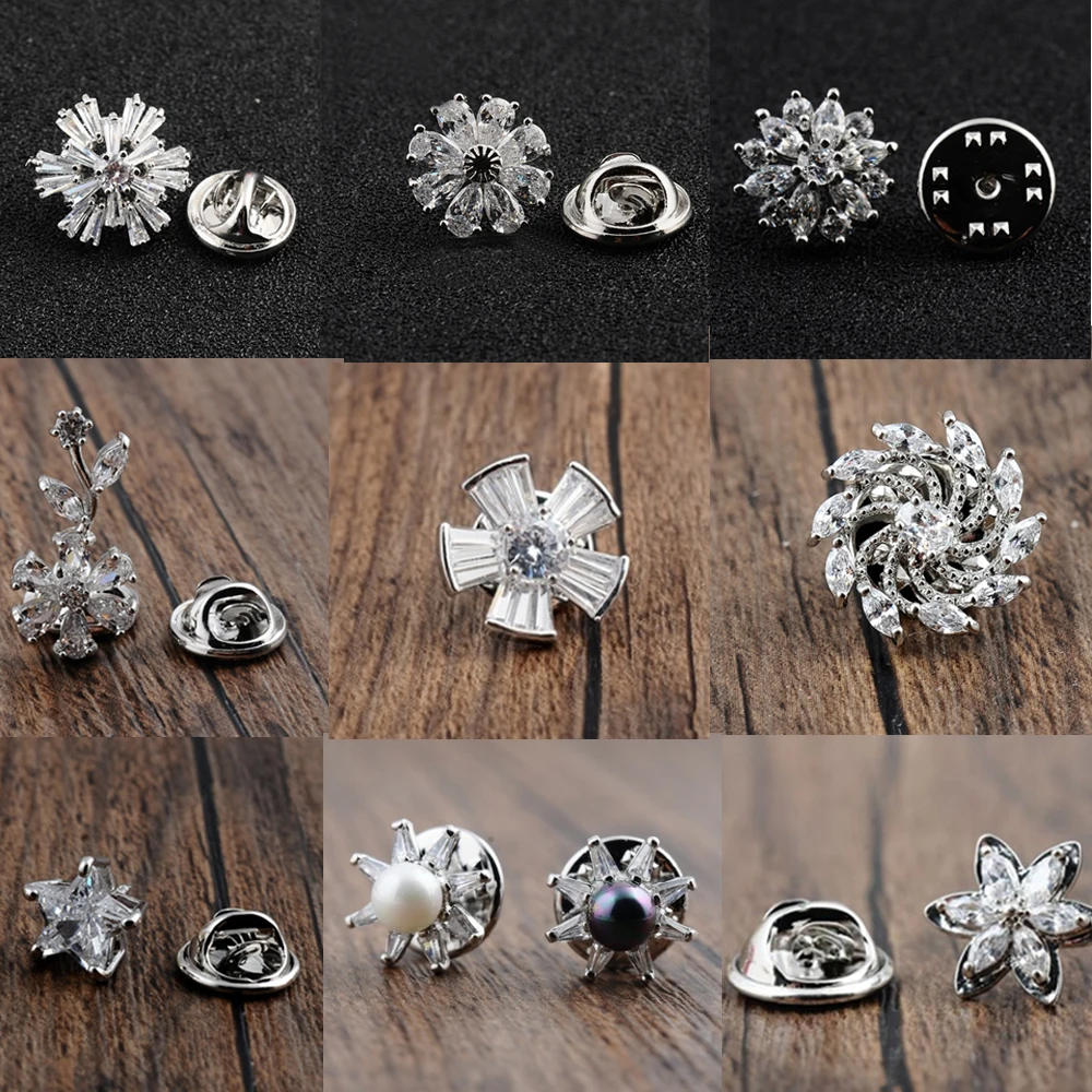 1 pcs Trendy Exquisite Cute Little Flower Star Zircon Brooches Men Women Cloth Cardigan Collar Bouquet Suit Collar Brooches