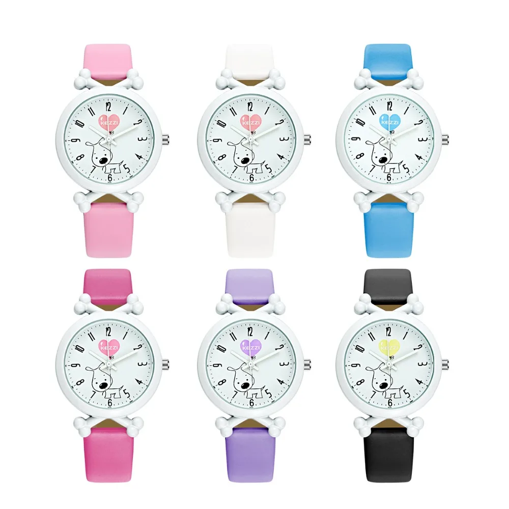 Kezzi Kids Watches Cartoon Leather Dog Quartz Watches Waterproof Children Clock Boys Girls Students Wristwatch montre enfant