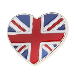 Heart Enamel Union Jack Brooch Pin British National Flag Colored Pin Badge