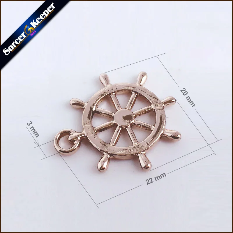 Wholesale Charms Fine Jewelry 50PCs 22*20 mm KC Gold Tone Steering Wheel Charms Pendants Findings For Jewelry Making Charms