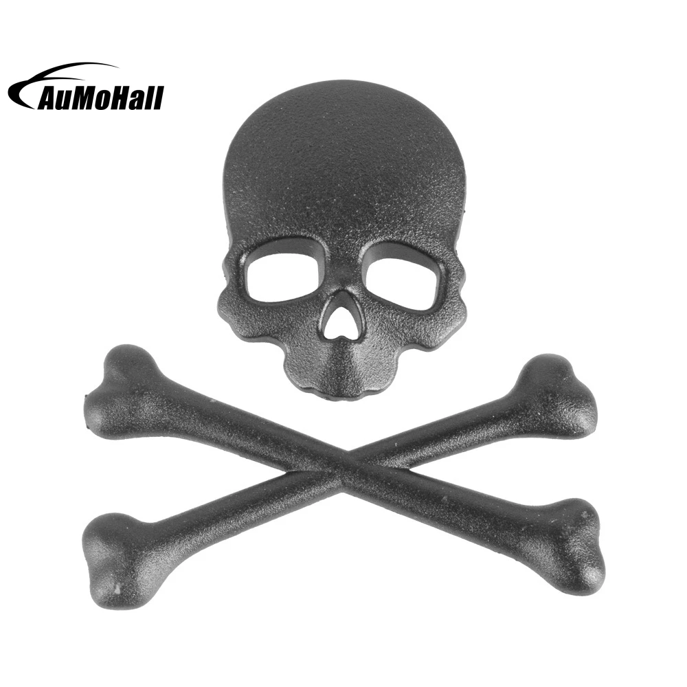 3D Metal Motorcycle Car Stickers Car-Styling Skull Cross Bones Skeleton Emblem Black Gold Silver