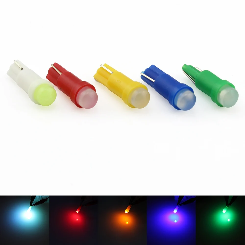 Car-styling 400Pcs/Lot Auto LED lamps 12V/24VDashboard wedge light instrument light Indicator Light  T5 COB 1SMD high quality