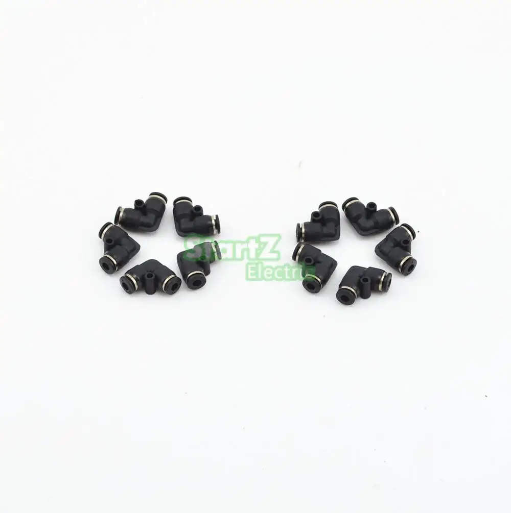 

10pcs 4mm High Quality The black connector Plastic Elbow Pneumatic Fittings quick tube fitting PV-04